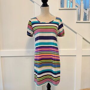 Miami Multi Color Shift Dress Short Sleeves Stripes size S